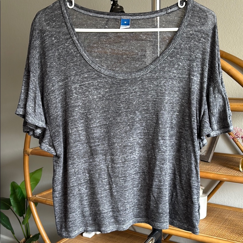 Gray Flutter Sleeve Tshirt